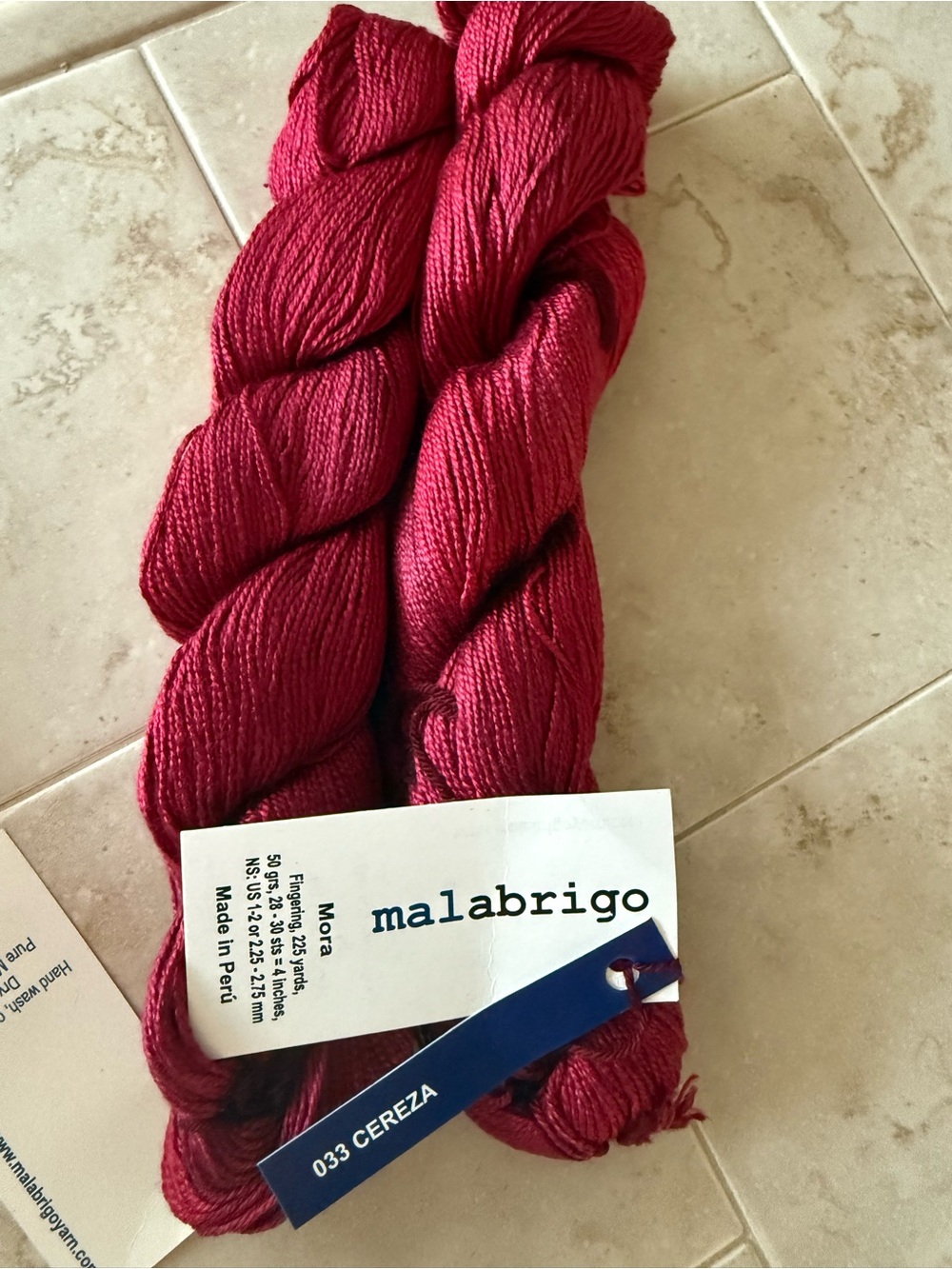 Malabrigo Mora Hand-Dyed Mulberry Silk Yarn in Cereza Pink
